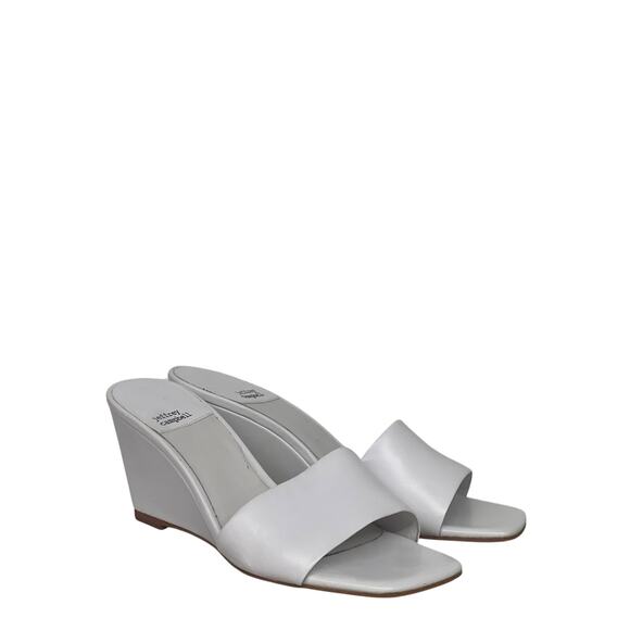 Jeffrey Campbell sz8.5 white Appetit Wedge open toe slip on wedge heel - Picture 1 of 5